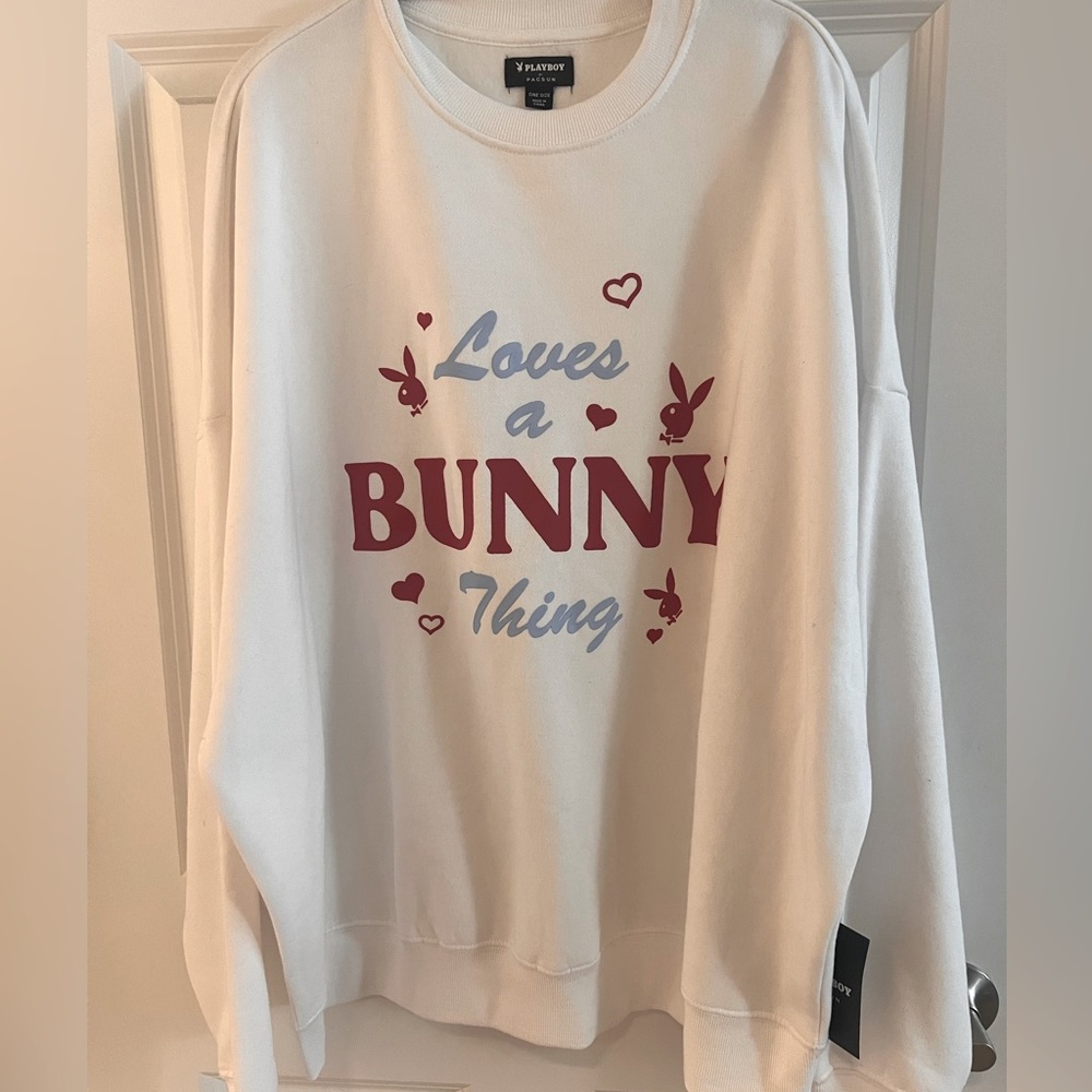 Playboy x PACSUN “Loves A Bunny Thing” White Crewneck